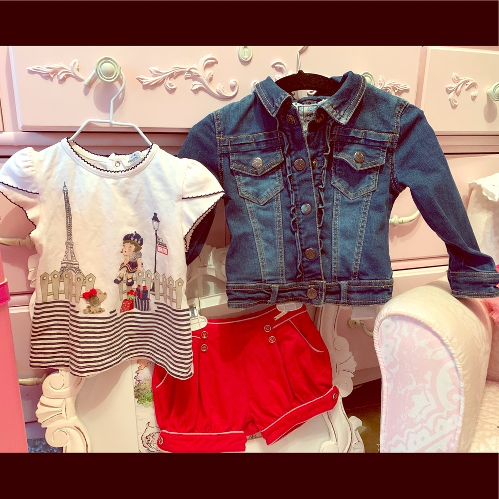 Mayoral Chic shorts outfit with jean jacket